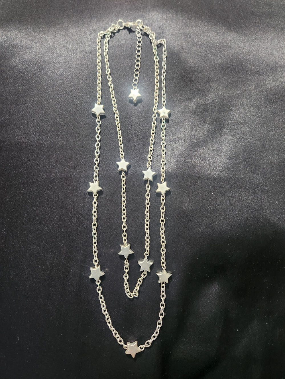 Silver Star Link Long Necklace - Women's Jewelry
